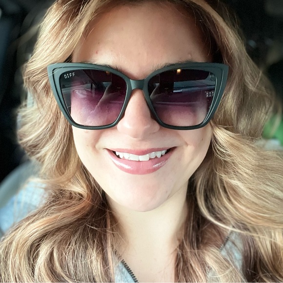 DIFF Heidi Sunglasses Matte Black Frame Grey Gradient Lenses Sharp Cat Eye NIB - Picture 6 of 16